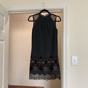 AllSaints Floral Lace Trim Floral Shift Dress